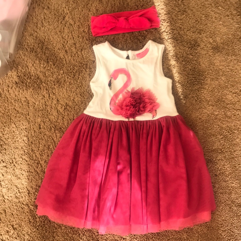Isaac Mizrahi cotton & Tulle Flamingo Dress